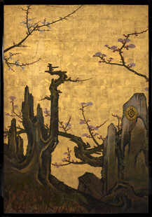 古风山水枯树景致图