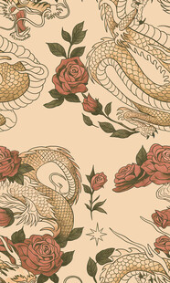 复古花卉龙纹图案纹理