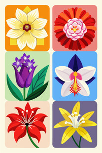 多彩花卉图案集合