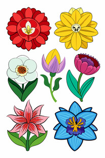 多彩手绘花卉图案集合