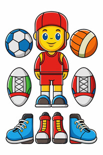 足球小子与多样运动装备