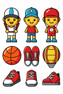 儿童运动装备与卡通形象