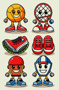 运动物品卡通形象大集合
