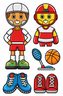 儿童运动装备与卡通形象