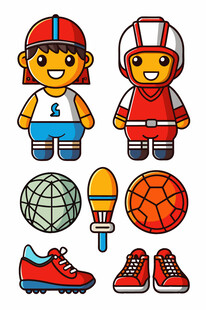 儿童运动装备与卡通形象