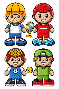 卡通运动少年形象