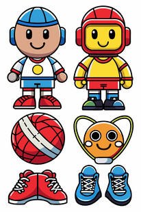 卡通运动角色与运动装备