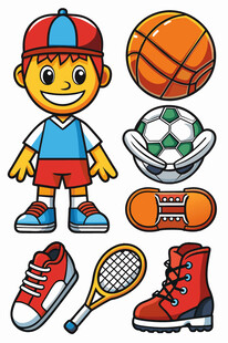 活力少年与多样运动装备