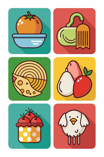 多彩食物图标集合