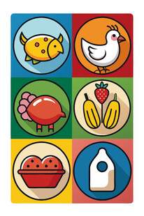 多彩农场动物与物品图标