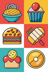 多彩美味甜点图标集合