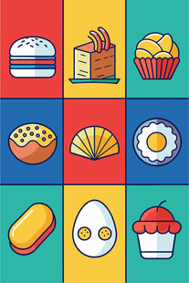 多彩美食图标集合