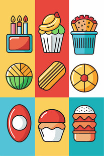 多彩美食图标集合