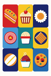 多彩美味糕点图标集合