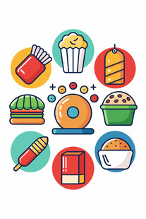 多彩美食图标集合