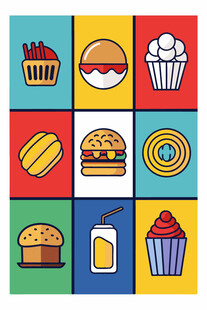 多彩快餐图标集合