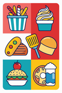 多彩美食图标集合