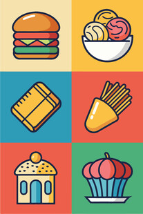 多彩美食图标集合