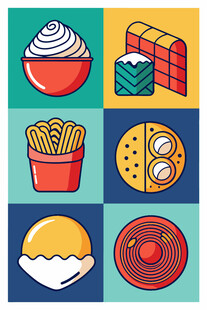 多彩美食图标集合