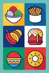 多彩美食图标集合