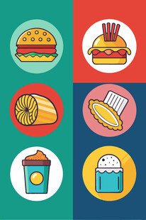 多彩快餐图标集合