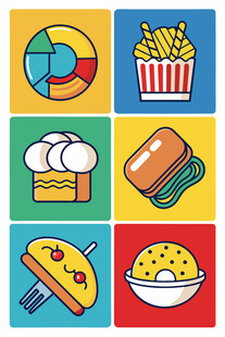 多彩快餐图标集合