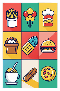 多彩美食图标集合