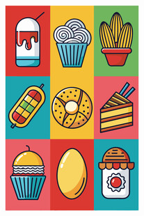 多彩烘焙美食图标集合