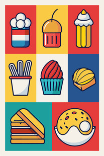 多彩美食图标集合