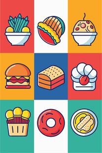 多彩美食图标集合