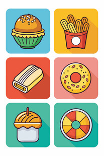 多彩美味小吃图标集锦