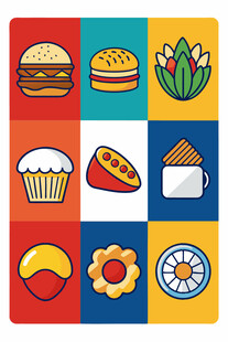 多彩美食图标集合