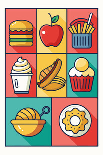 多彩美食图标集合