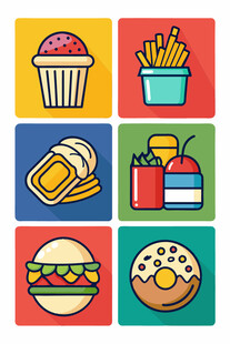 多彩美味的各类快餐食品