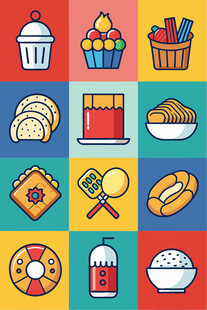 多彩美食图标集合