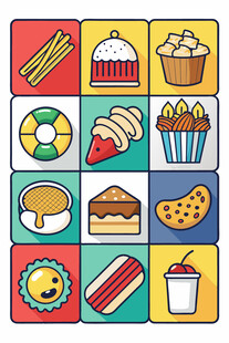 多彩美食图标集合