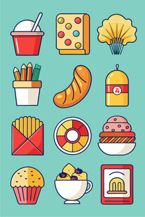 多彩美食图标集合