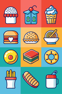 多彩美食图标集合