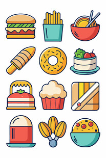 多样美食图标集合