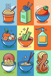 多彩美食图标集合