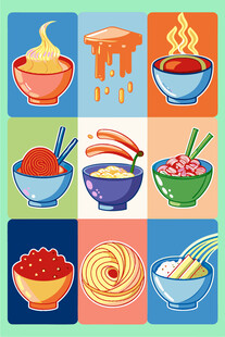 多彩美食图标集合