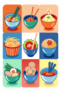 多彩中式美食插画
