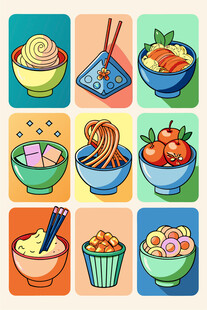 多彩中式美食插画集合