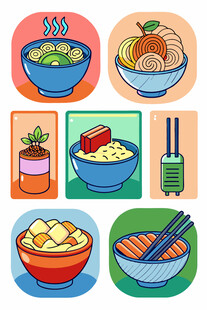 多彩日式美食插画