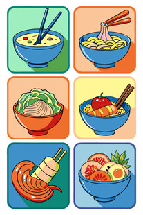 多彩中式美食图标集