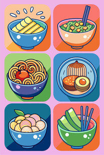 多彩美食图标集合
