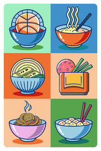 多彩美食图标集合
