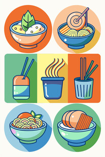 多彩美食图标集合