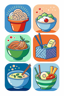 多彩美味面食插画集合