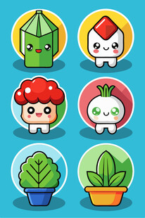 可爱卡通植物盆栽形象